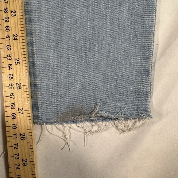 PAIGE Straight Distressed Denim light Blue Jeans 32 Stretch - Picture 4 of 7